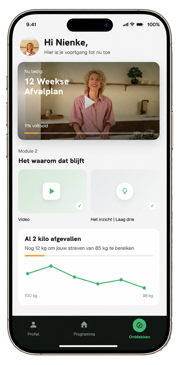 Voorbeeld van het vernieuwde MyFoodCoach-programma in de app